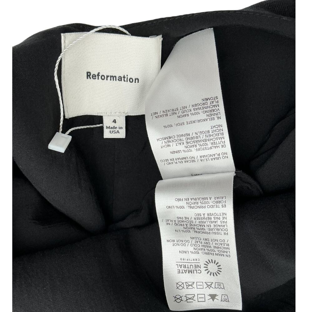 Reformation Linen Black Rosemond Dress Size 4 - Picture 4 of 4